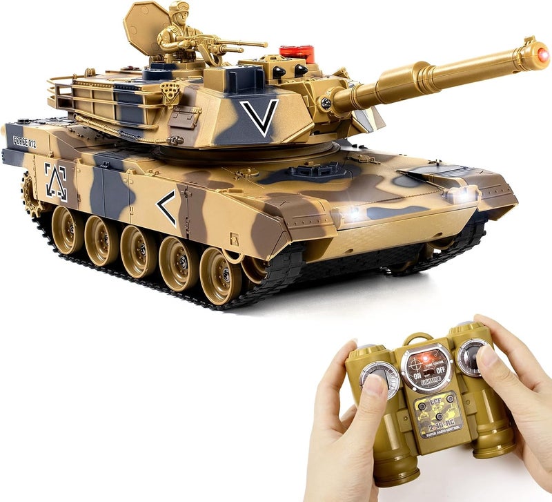 Supdex 1/24 RC Tank, Remote Control US M1A2 Abrams Army Model Tank with Sound Effects, Lights and Smoke, 2.4G Military Model Toy for Kids, Perfect Birthday for Boys 6+ Years Old - Image 1